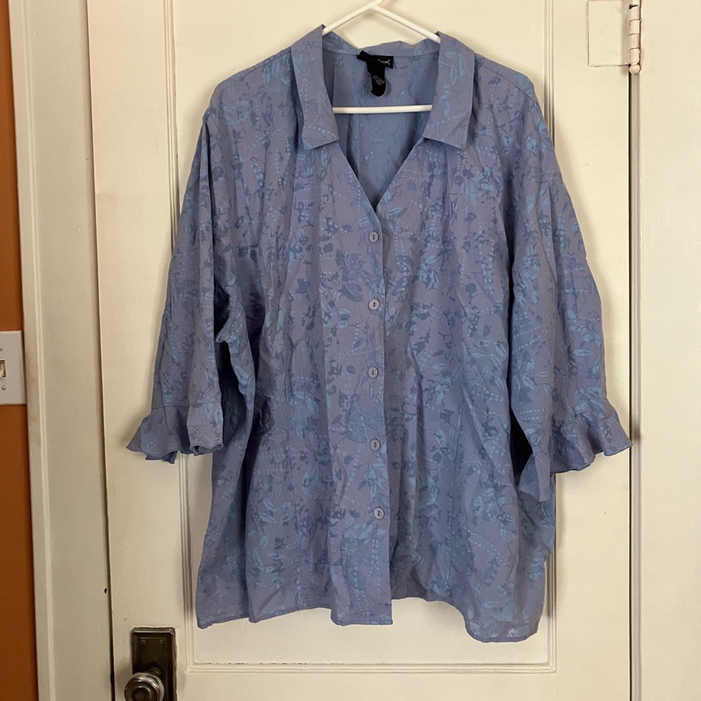Maggie Barnes summer top / blouse with 3/4 sleeves - semi-transparent- size 4X